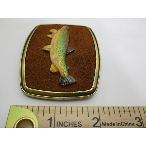 1979 Raintree Rainbow Trout Belt Buckle 24k Gold Overlay ! - Picture 7 of 12